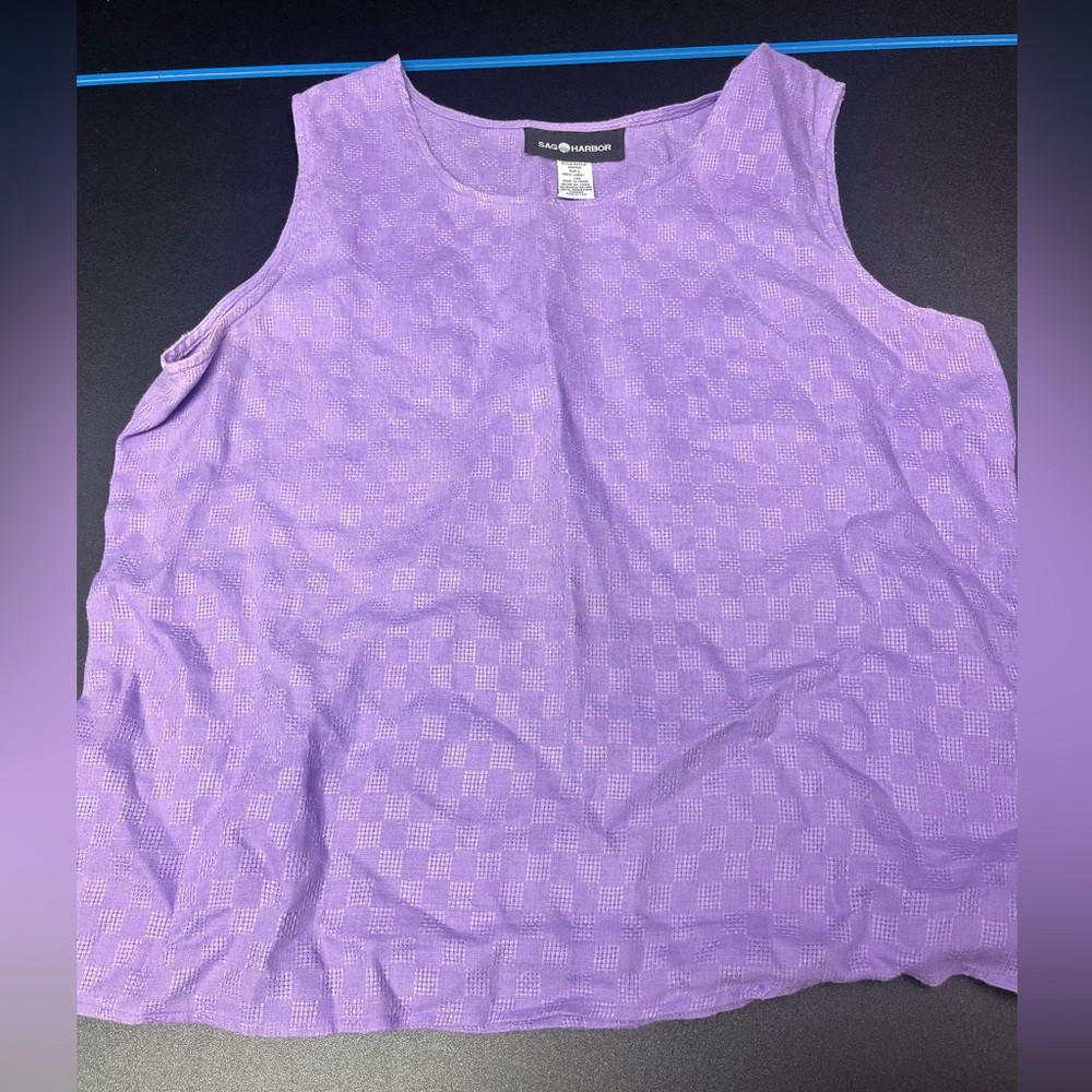 Sag Harbor 100% Linen Women’s Large Purple Tank Top